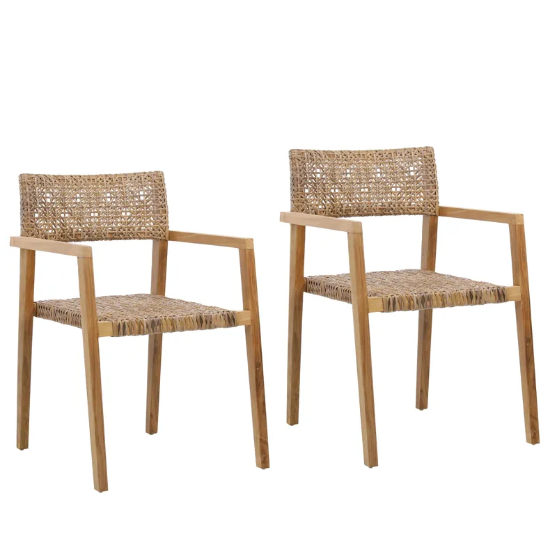 Chairs Deeta Outdoor Dining Chair Set Of 2 Brown