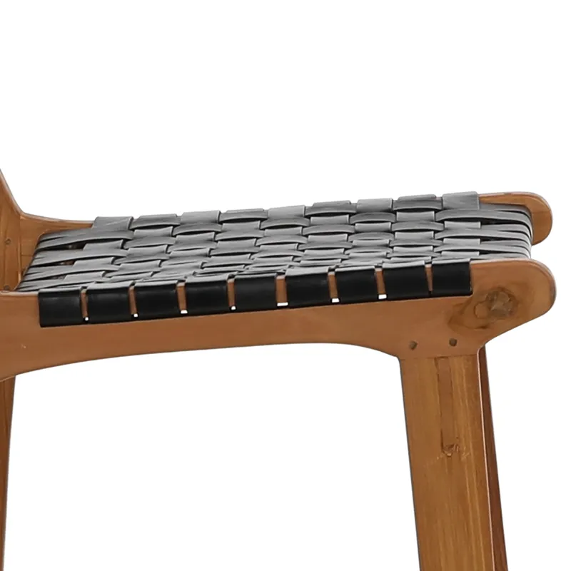 Dale Counter Stool Black Leather Nat Frame