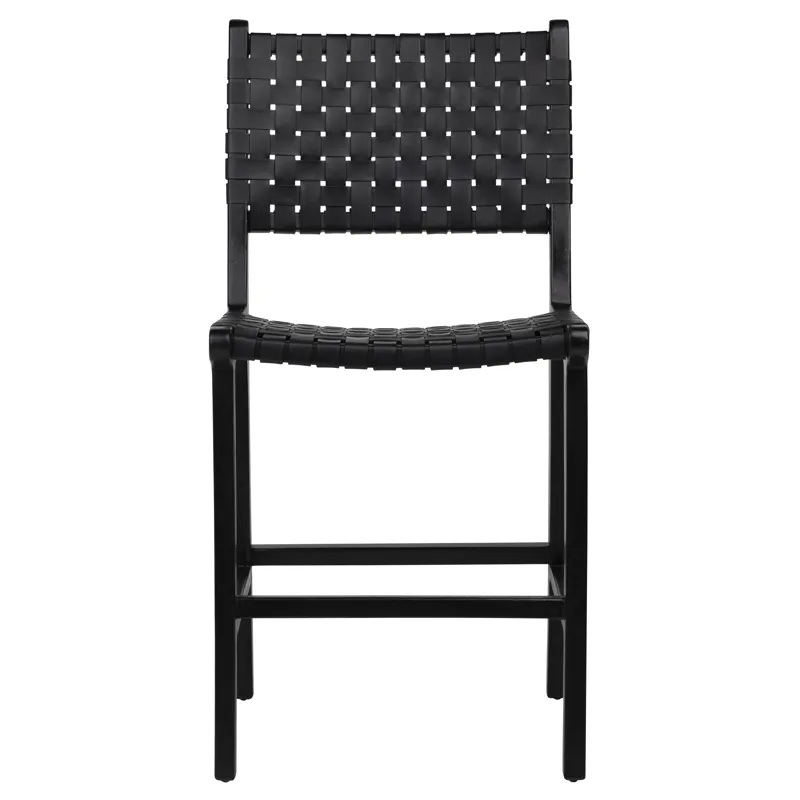Dale Counter Stool Black Leather Black Frame