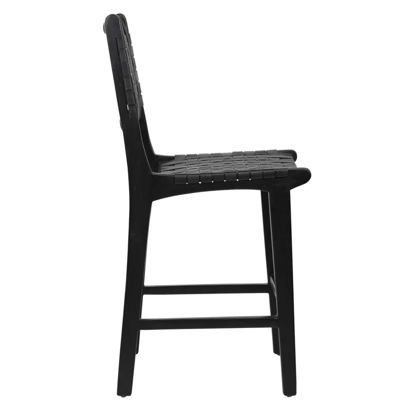Dale Counter Stool Black Leather Black Frame