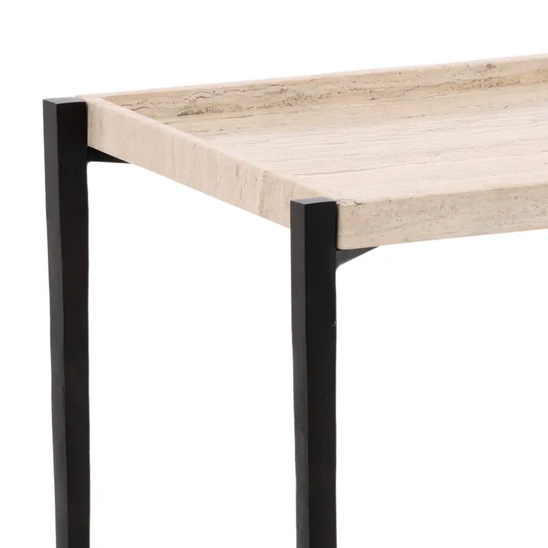 Rice End Table Travertine