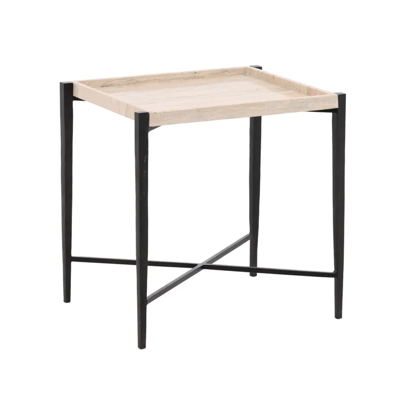 Rice End Table Travertine