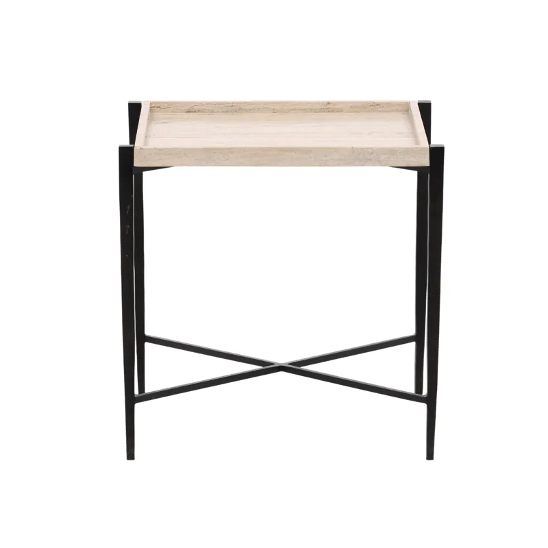 Rice End Table Travertine