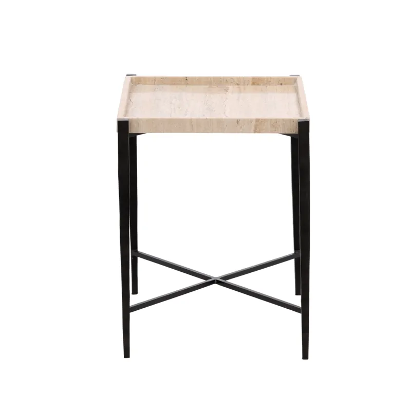 Rice End Table Travertine