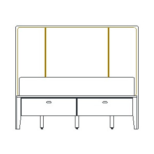 Caledon Qn Low Uphl Panel w/Ftbd Storage