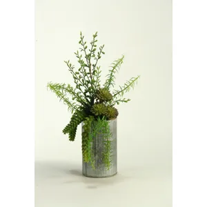Aloe, Burro Tail, & Succulents in Metal Vase