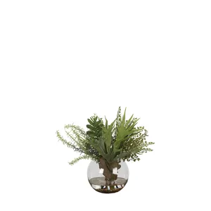 Assorted Greenery in Glass Bubble Bowl