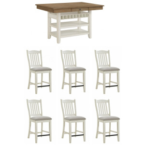 Bellevue 7 PC Counter Dining Set in Walnut and Antique White