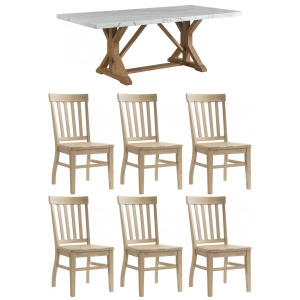 Lakeview 7 PC Dining Set in White Marble