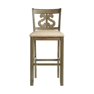 Stone 30\" Bar Scroll Back Stool w/Fabric Seat Grey (2 Per Carton)
