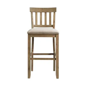 Stone 30\" Bar Slat Back Stool w/Fabric Seat Grey (2 Per Carton)