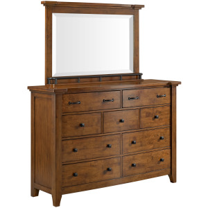 Gage Dresser & Mirror Set in Chestnut