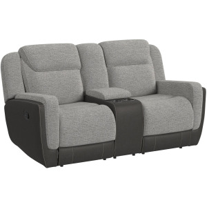 Hornet Motion Loveseat with Console in Rancho Grey