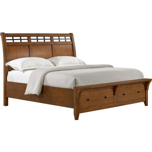 Gage King Sleigh Storage Bed in Chestnut