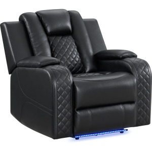 Carlo Power Motion Recliner with Power Headrest, LED in Pebble Black