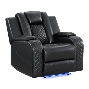Carlo Power Motion Recliner w/Power Headrest & LED - Pebble Black