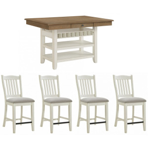Bellevue 5 PC Counter Dining Set in Walnut and Antique White
