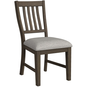 Yellowstone Dining Side Chair with Grey Fabric in Medium Brown (2 Per Carton)