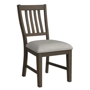 Yellowstone Dining Side Chair with Grey Fabric in Medium Brown