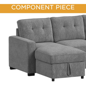Homer LHF Storage Chaise in Clementine Grey