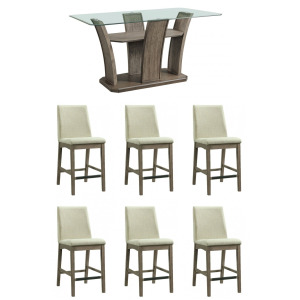 Dapper 7 PC Grey Rectangular Counter Dining Set