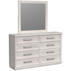 Avalanche Dresser and Mirror Set in Antique White