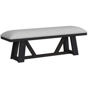 Transcend Dining Bench with Light Grey Fabric in Charcoal