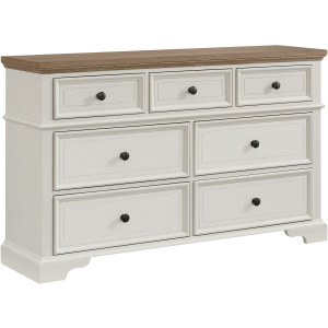 Eastwood Youth 7-Drawer Dresser in Brown and Off-White