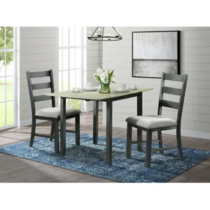 Martin 3 pc Drop Leaf Dining Set (Black Base)