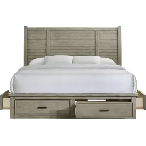 Sullivan Queen/King Storage Rails with 4 Drawers in Drift Grey