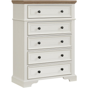 Eastwood Youth 5-Drawer Chest in Brown and Off-White