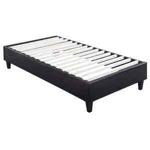 Abby Platform Twin Base Bed Black PU (3A Packing)