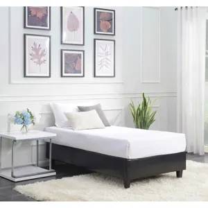 Abby Platform Twin Base Bed Black PU (3A Packing)