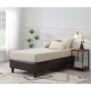 Abby Platform Twin Base Bed Brown PU (3A Packing)