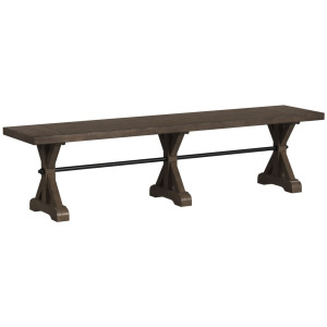 Yellowstone Dining Bench with Metal Bar cross in Medium Brown