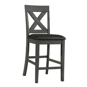 Alex Counter Side Chair W/Black PU Grey (2 Per Pack)