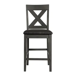 Alex Counter Side Chair W/Black PU Grey (2 Per Pack)