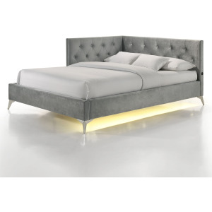 Amberley Full UPH Corner Bed with LED and USB in Grey