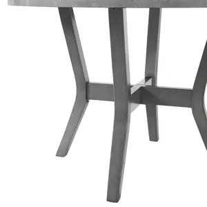 Ambridge 5PC Round Dining Set With Faux Marble Top in Brushed Grey