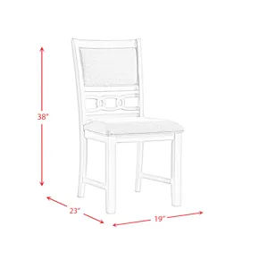 Amherst 5PC Dining Set with Table and 4 Grey Fabric Chairs in White