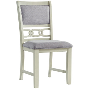 Amherst 5PC Dining Set with Table and 4 Grey Fabric Chairs in White