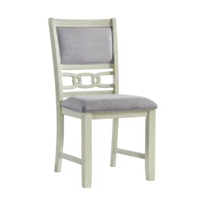 Amherst 5PC Dining Set with Table and 4 Grey Fabric Chairs in White