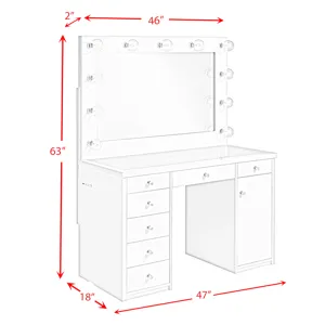 Amia Complete Dressing Table with Lightbulbs