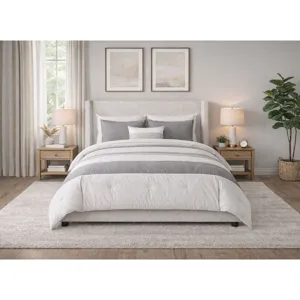 Angeline Complete Queen Non-Storage Bed in Grey Fabric