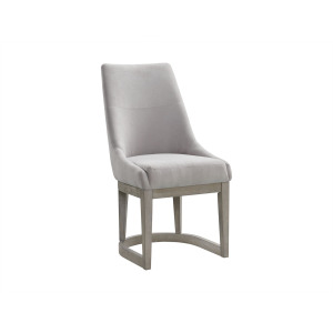 Arcadia Dining Side Chair with Light Grey Fabric & Wood Base in Grey (2 Per Carton)