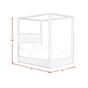 Arcadia Queen Canopy Bed in Grey