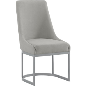 Arcadia Dining Side Chair with Light Grey Fabric & Metal Base in Silver (2 Per Carton)