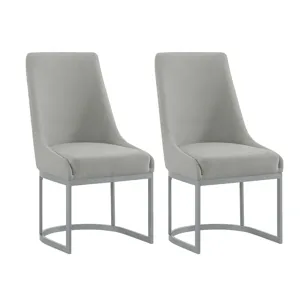 Arcadia Dining Side Chair with Light Grey Fabric & Metal Base in Silver (2 Per Carton)