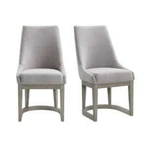 Arcadia Dining Side Chair with Light Grey Fabric & Wood Base in Grey (2 Per Carton)