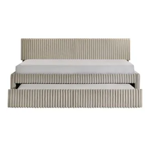 Arden Twin Daybed with Trundle in Corduroy Beige